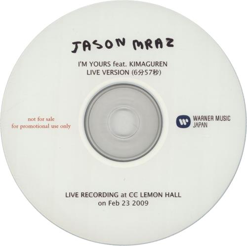 Jason Mraz I'm Yours CD-R acetate Japanese JA8CRIM665317