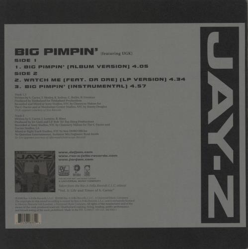 Jay-Z Big Pimpin' 12" vinyl single (12 inch record / Maxi-single) UK JYZ12BI757667