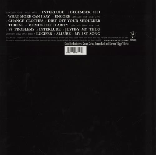 Jay-Z The Black Album 2-LP vinyl record set (Double LP Album) US JYZ2LTH752355