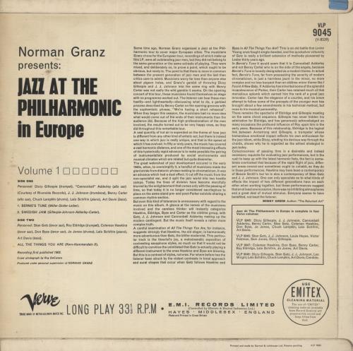 Jazz At The Philharmonic In Europe Volume 1 vinyl LP album (LP record) UK JJHLPIN443068