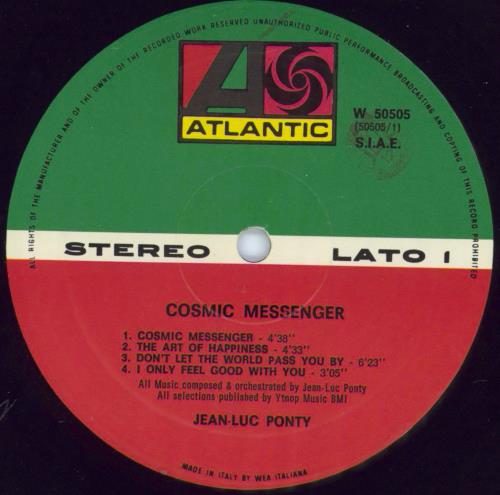 Jean-Luc Ponty Cosmic Messenger vinyl LP album (LP record) Italian JA7LPCO807056