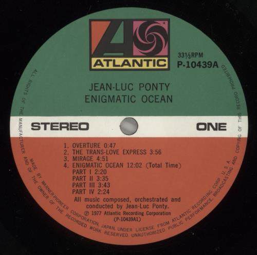 Jean-Luc Ponty Enigmatic Ocean vinyl LP album (LP record) Japanese JA7LPEN882824