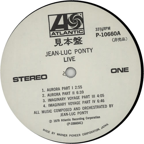 Jean-Luc Ponty Live vinyl LP album (LP record) Japanese JA7LPLI630203