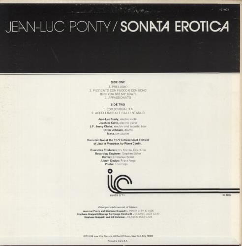 Jean-Luc Ponty Sonata Erotica / Live At Montreux vinyl LP album (LP record) US JA7LPSO864241