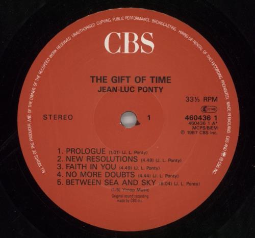 Jean-Luc Ponty The Gift Of Time vinyl LP album (LP record) UK JA7LPTH870834