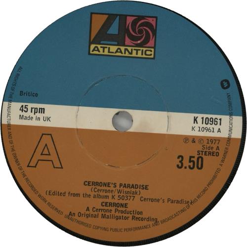 Jean-Marc Cerrone Cerrone's Paradise 7" vinyl single (7 inch record / 45) UK CER07CE664353