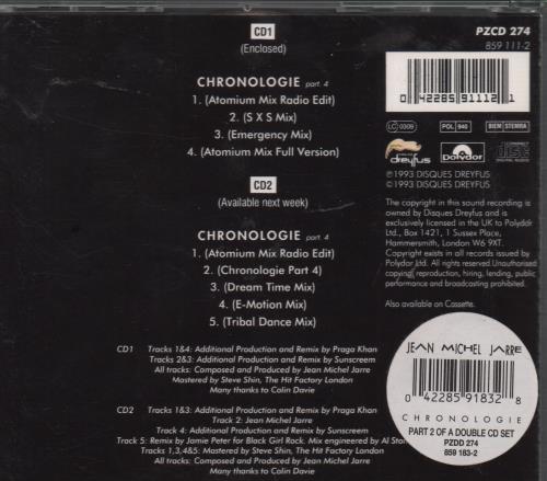 Jean-Michel Jarre Chronologie 2-CD single set (Double CD single) UK JMJ2SCH199775