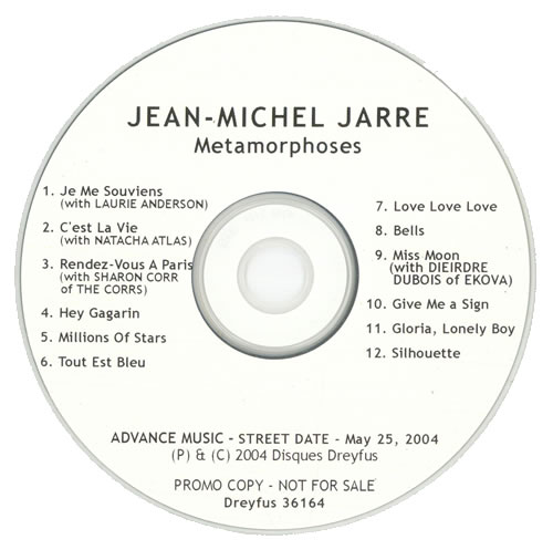 Jean-Michel Jarre Metamorphoses CD-R acetate US JMJCRME508709