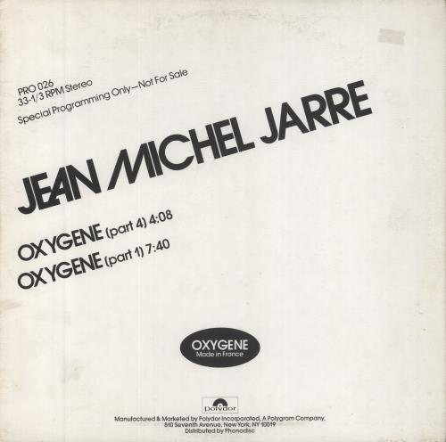 Jean-Michel Jarre Oxygene 12" vinyl single (12 inch record / Maxi-single) US JMJ12OX08795