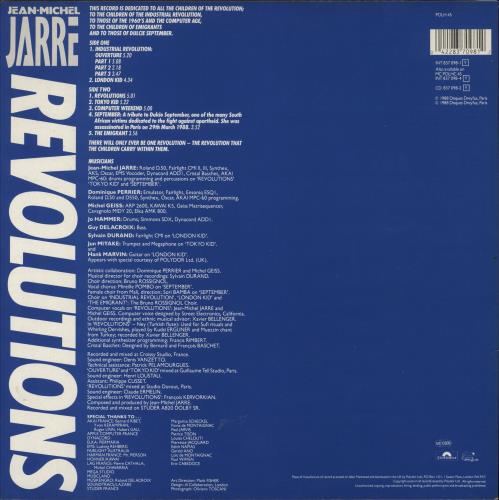 Jean-Michel Jarre Revolutions vinyl LP album (LP record) UK JMJLPRE84039