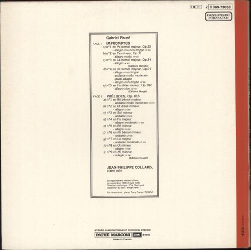 Jean-Philippe Collard Faur�: Impromptus & Pr�udes vinyl LP album (LP record) French QFCLPFA736740