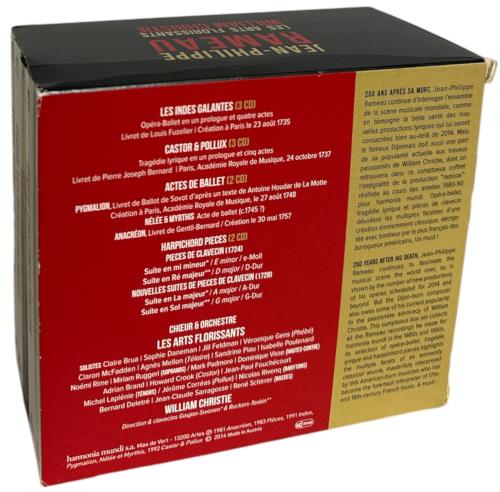 Jean-Philippe Rameau Les Indes Galantes, Castor & Pollux, Harpsichord Suites, Anacron, Pygmalion, Nle & Myrthis CD Album Box Set Australian J5ADXLE834084