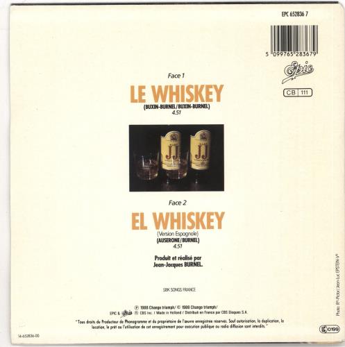 Jean Jacques Burnel Le Whiskey 7" vinyl single (7 inch record / 45) French JJB07LE116990