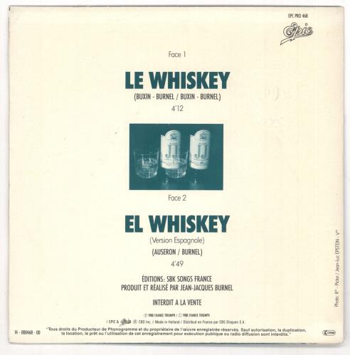 Jean Jacques Burnel Le Whiskey 7" vinyl single (7 inch record / 45) French JJB07LE53607