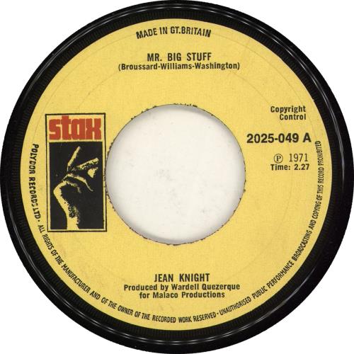 Jean Knight Mr. Big Stuff 7" vinyl single (7 inch record / 45) UK KXG07MR728060