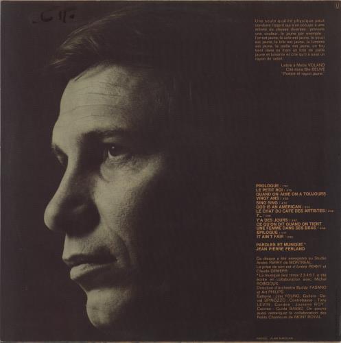 Jean Pierre Ferland Jaune vinyl LP album (LP record) French 6QCLPJA851434