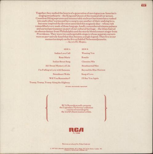 Jeanette MacDonald Legendary Performances With Nelson Eddy vinyl LP album (LP record) UK J59LPLE617204