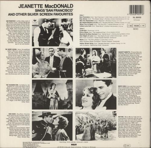 Jeanette MacDonald Sings San Francisco And Other Silver Screen Favourites vinyl LP album (LP record) German J59LPSI866628