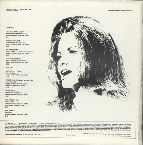 Jeannie C. Riley The Girl Most Likely vinyl LP album (LP record) US RLYLPTH720648