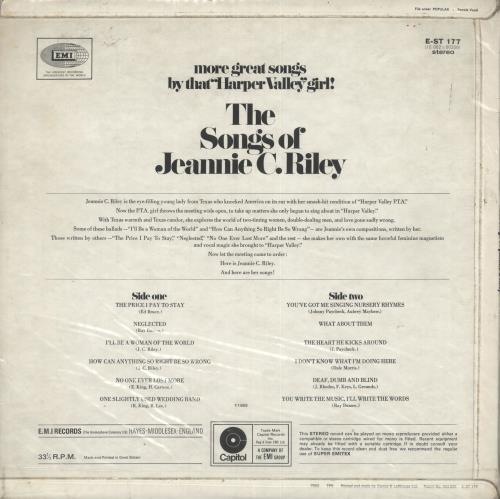 Jeannie C. Riley The Songs Of Jeannie C. Riley vinyl LP album (LP record) UK RLYLPTH720644