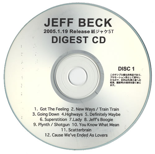 Jeff Beck Digest CD CD-R acetate Japanese BEKCRDI439263