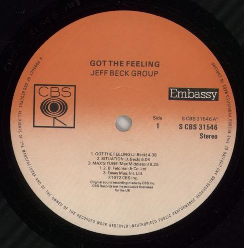 Jeff Beck Got The Feeling vinyl LP album (LP record) UK BEKLPGO257903