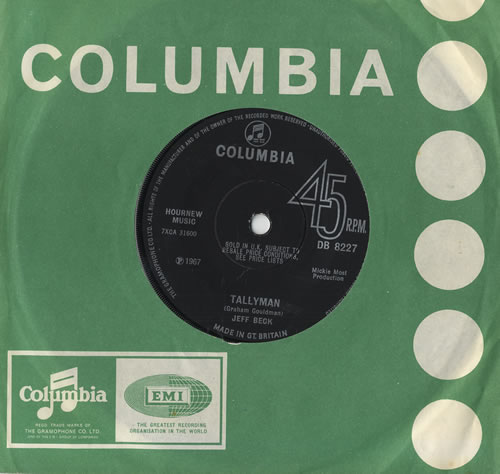 Jeff Beck Tallyman - Solid 7" vinyl single (7 inch record / 45) UK BEK07TA445144
