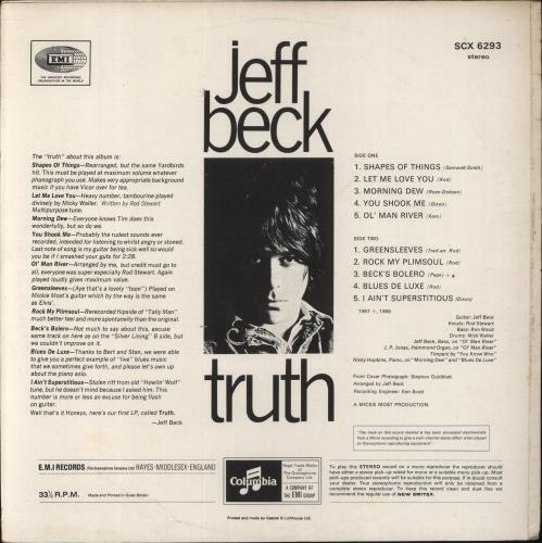 Jeff Beck Truth - 3rd vinyl LP album (LP record) UK BEKLPTR63528
