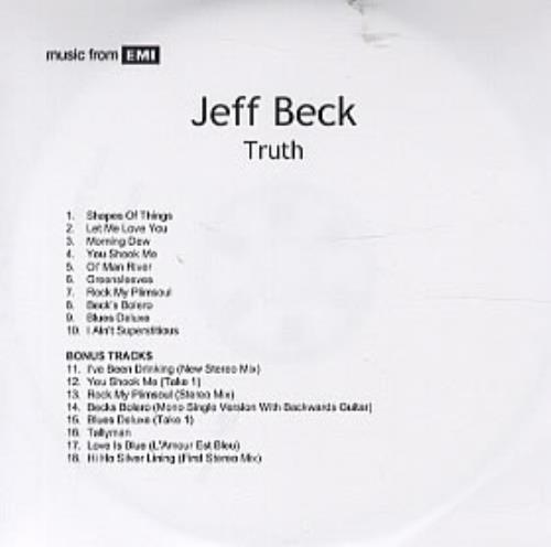 Jeff Beck Truth CD-R acetate UK BEKCRTR326564