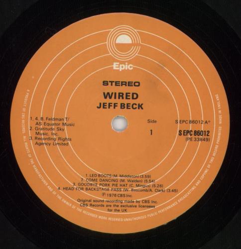 Jeff Beck Wired - Orange Label vinyl LP album (LP record) UK BEKLPWI733400
