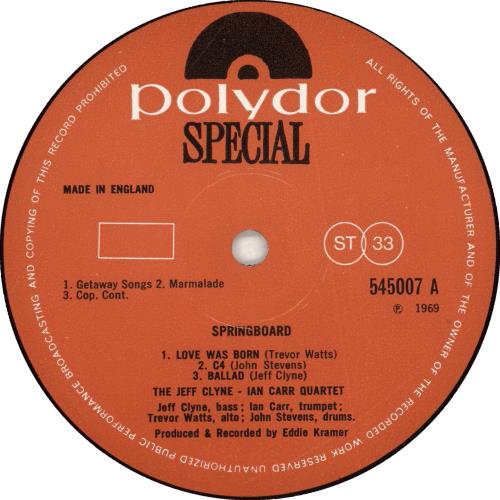Jeff Clyne & Ian Carr Springboard vinyl LP album (LP record) UK TOJLPSP441710