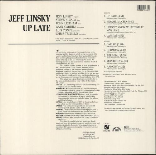 Jeff Linsky Up Late vinyl LP album (LP record) German J4ZLPUP528410