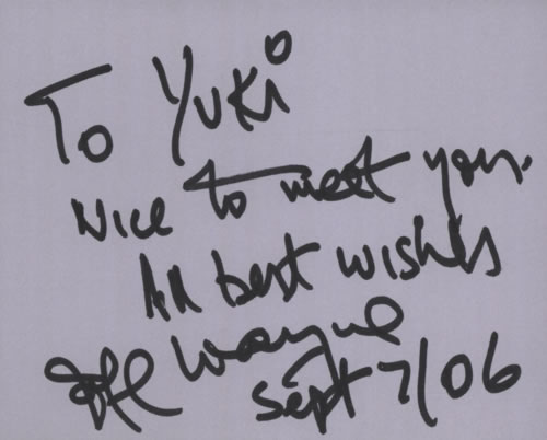 Jeff Wayne Page From An Autograph Book memorabilia UK JFWMMPA603179