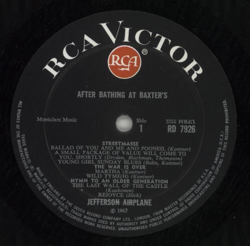 Jefferson Airplane After Bathing At Baxter's - Mono VG vinyl LP album (LP record) UK JEFLPAF864569