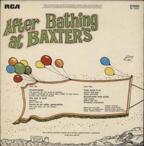Jefferson Airplane After Bathing At Baxter's - Orange Label vinyl LP album (LP record) UK JEFLPAF131617