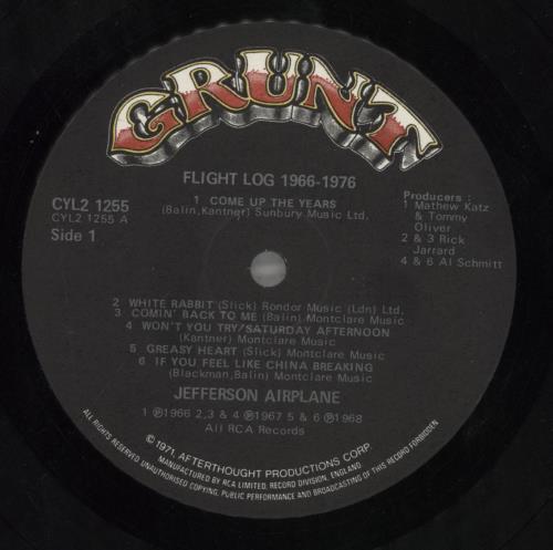 Jefferson Airplane Flight Log - Hype Stickered - EX 2-LP vinyl record set (Double LP Album) US JEF2LFL731541