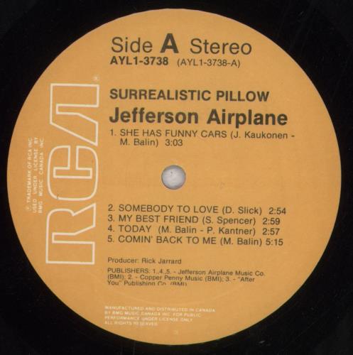 Jefferson Airplane Surrealistic Pillow vinyl LP album (LP record) Canadian JEFLPSU278615