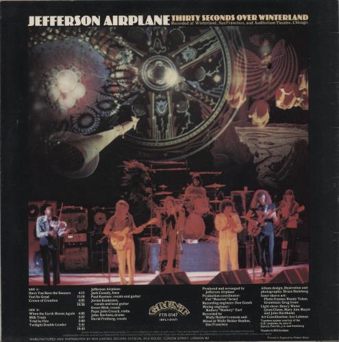Jefferson Airplane Thirty Seconds Over Winterland vinyl LP album (LP record) UK JEFLPTH261100