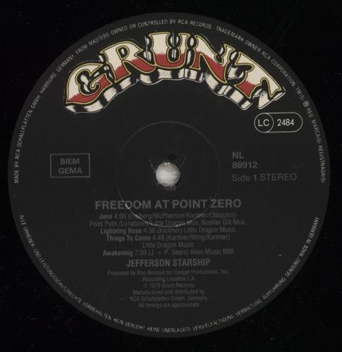 Jefferson Starship Freedom At Point Zero vinyl LP album (LP record) German JFSLPFR690340