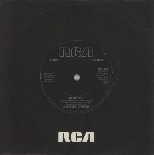 Jefferson Starship No Way Out 7" vinyl single (7 inch record / 45) UK JFS07NO877698