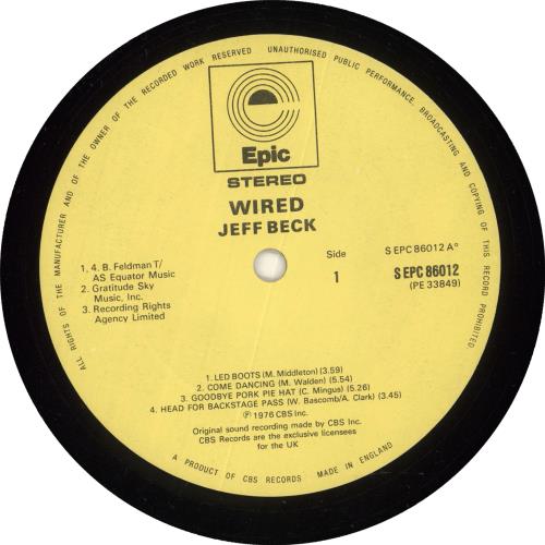 Jeff Beck Wired - 1st - EX UK vinyl LP album (LP record) (685204)