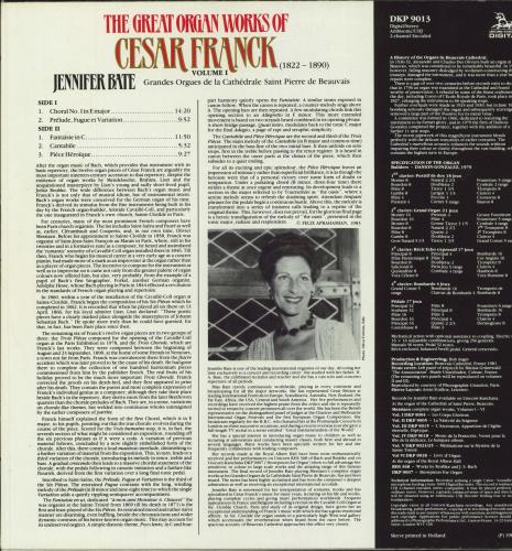 Jennifer Bate The Great Organ Works Of Csar Franck: Volume I vinyl LP album (LP record) Dutch OZ9LPTH796561