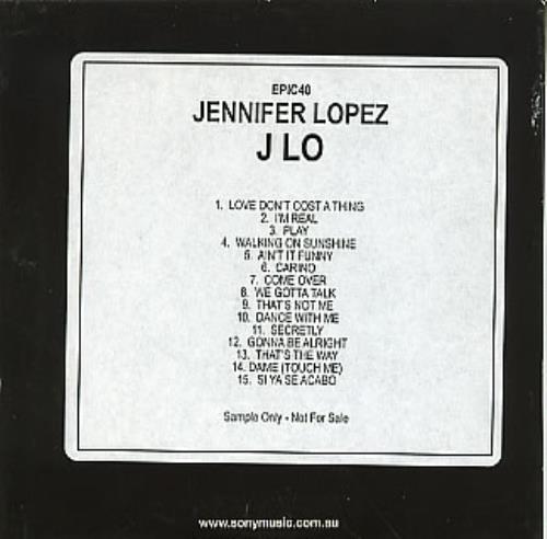 Jennifer Lopez J Lo CD-R acetate Australian LPZCRJL310360