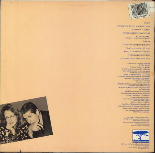 Jennifer Warnes Famous Blue Raincoat - Cat Stickered vinyl LP album (LP record) US JENLPFA802006