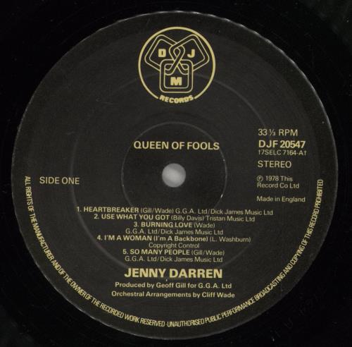 Jenny Darren Queen Of Fools vinyl LP album (LP record) UK JA5LPQU388758