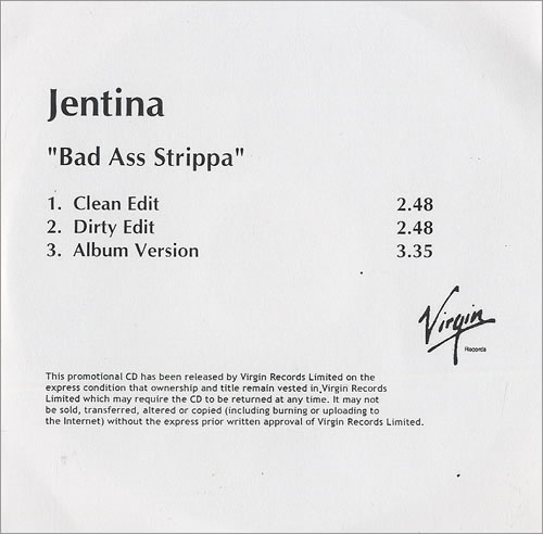 Jentina Bad Ass Strippa CD-R acetate UK JN1CRBA497058