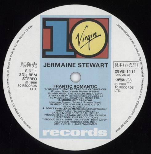 Jermaine Stewart Frantic Romantic - Promo Sample + Obi vinyl LP album (LP record) Japanese JMALPFR648017
