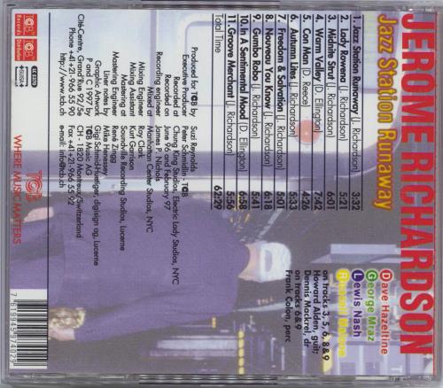 Jerome Richardson Jazz Station Runaway CD album (CDLP) Swiss JR-CDJA773520