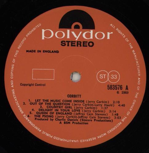 Jerry Corbitt Corbitt vinyl LP album (LP record) UK 24ZLPCO763251