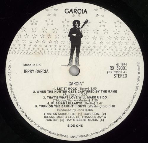 Jerry Garcia Garcia vinyl LP album (LP record) UK JGCLPGA63520